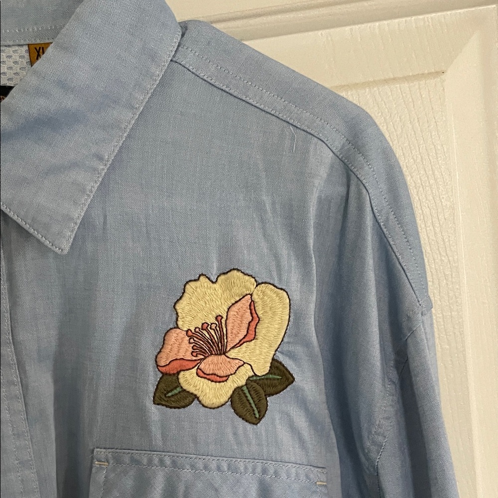 Howler Brothers Light Blue Floral Embroidered Shirt - Picture 4 of 6